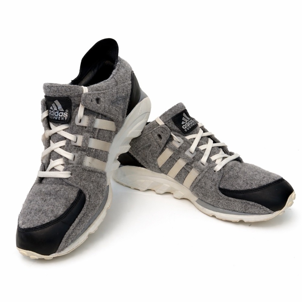 Adidas Equipment Support RF Grey Wool  Black Leather Sneakers AQ8454 Mens 10.5